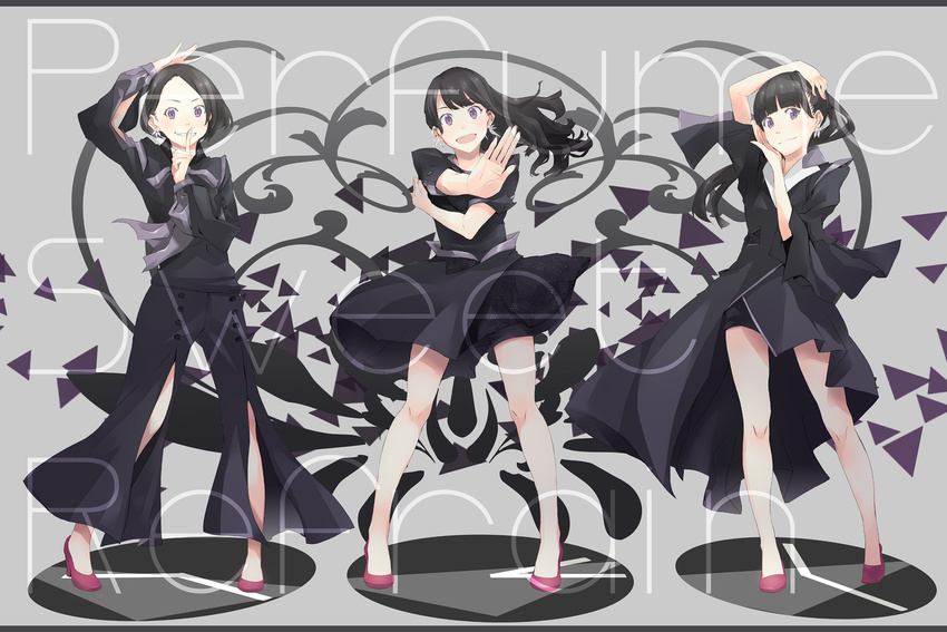 a~chan black_hair dress kashiyuka nocchi perfume purple_eyes yoshito