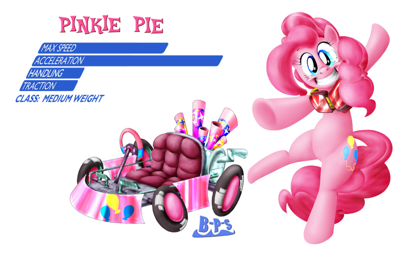 cutie_mark equine eyewear female friendship_is_magic goggles horse kart mammal my_little_pony pinkie_pie_(mlp) pony smile vehicle wheels