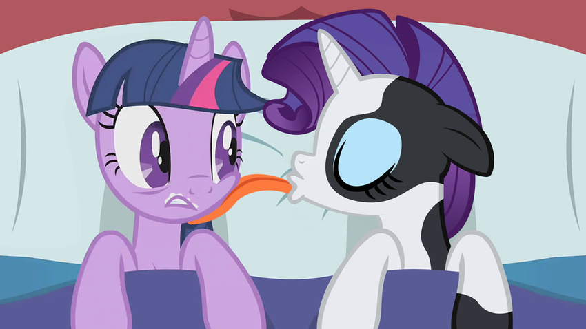 bedroom_eyes dtkraus equine female friendship_is_magic frown gritted_teeth horn horse lesbian licking long_tongue mammal milk my_little_pony pony raricow_(mlp) rarity_(mlp) smile tentacle_hair tongue twilight_sparkle_(mlp) unicorn wide_eyed wide_eyes