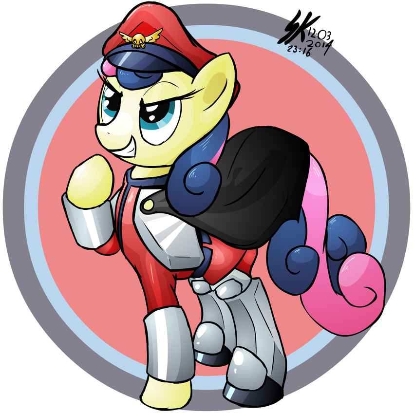 bonbon_(mlp) clothing equine female feral friendship_is_magic grin hair hat horse m_bison mammal my_little_pony pony shinekolt solo standing street_fighter two_tone_hair video_games