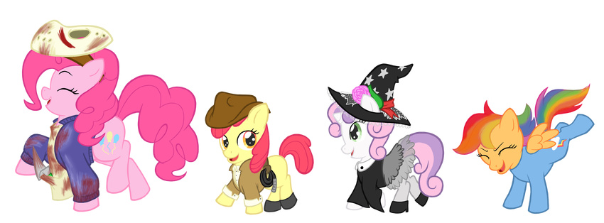 costumes cutie_mark cutie_mark_crusaders_(mlp) dress dyed_hair equine eyes_closed female friendship_is_magic fur green_eyes group hair hat horn horse horse_tail mammal mask my_little_pony orange_eyes orange_fur pegasus pink_fur pink_hair pinkie_pie_(mlp) pony purple_hair red_hair rustedrabbit scootaloo_(mlp) sweetie_belle_(mlp) tails two_tone_hair unicorn whip white_fur wings yellow_fur