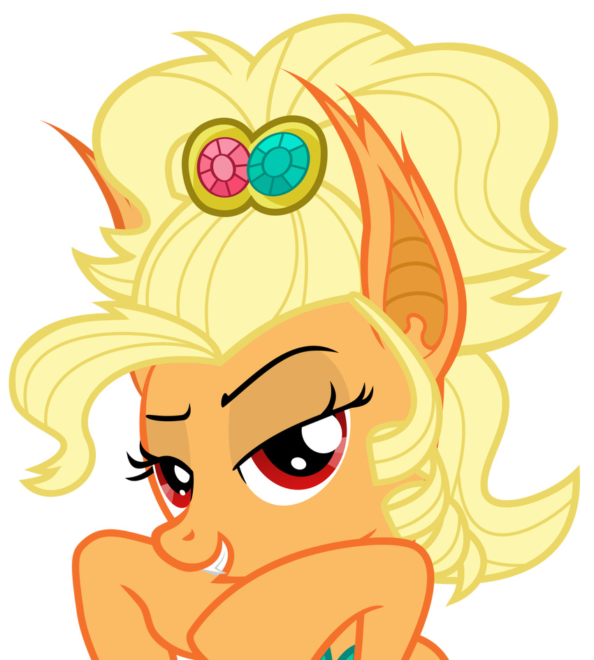absurd_res applejack_(mlp) bat_pony bat_wings bedroom_eyes cutie_mark equine fangs female friendship_is_magic hair hi_res magister39 mammal messy_hair my_little_pony plain_background red_eyes seductive_smile smile solo transparent_background vampire wings