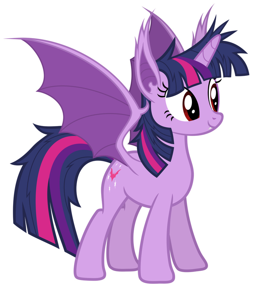 absurd_res bat_pony bat_wings brown_eyes cutie_mark equine fangs female friendship_is_magic hair hi_res horn magister39 makeup mammal messy_hair my_little_pony plain_background smile solo transparent_background twilight_sparkle_(mlp) vampire winged_unicorn wings