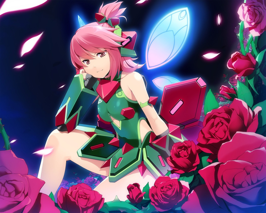 armband bracer cosmic_break fairy fairy_wings hair_ornament official_art pink_eyes pink_hair regina_winberrl sleeveless solo wakaba winberrl wings