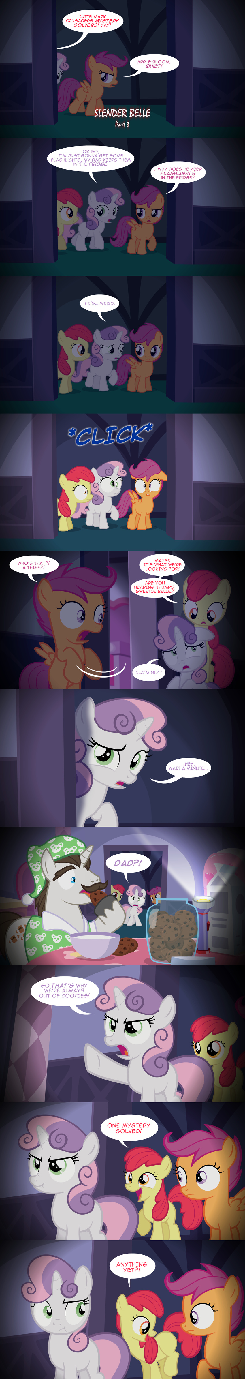 bed comic cookie cutie_mark_crusaders_(mlp) equine father female friendship_is_magic horn jananimations magnum_(mlp) male mammal my_little_pony night parent pegasus scootaloo_(mlp) sleepover smile sweetie_belle_(mlp) tumblr unicorn wings