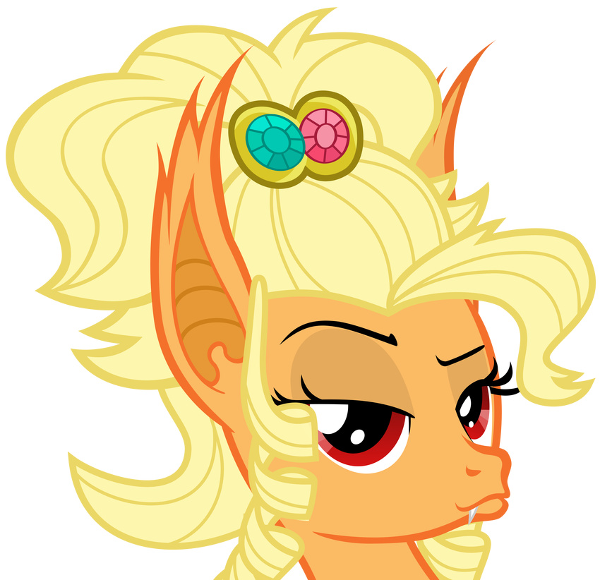 alpha_channel applejack_(mlp) bat_pony bat_wings bedroom_eyes blonde_hair cutie_mark duck_face equine fangs female friendship_is_magic fur hair half-closed_eyes hi_res magister39 mammal messy_hair my_little_pony orange_fur plain_background red_eyes seductive_smile smile solo transparent_background vampire wings