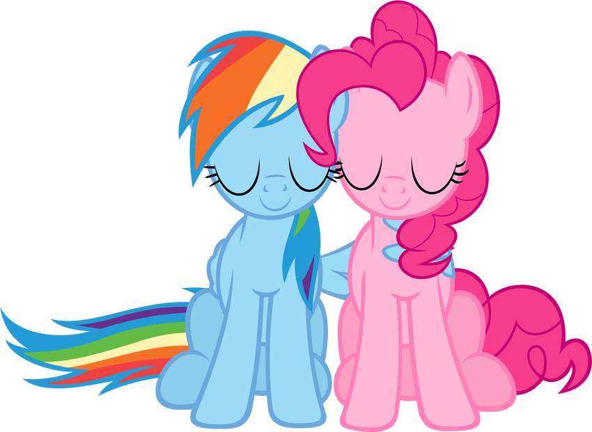 alpha_channel blue_fur cute duo earth_pony equine eyes_closed female feral friendship_is_magic fur hair horse mammal multi-colored_hair my_little_pony pegasus pink_fur pink_hair pinkie_pie_(mlp) plain_background pony rainbow_dash_(mlp) rainbow_hair rainbow_tail smile transparent_background wings zacatron94