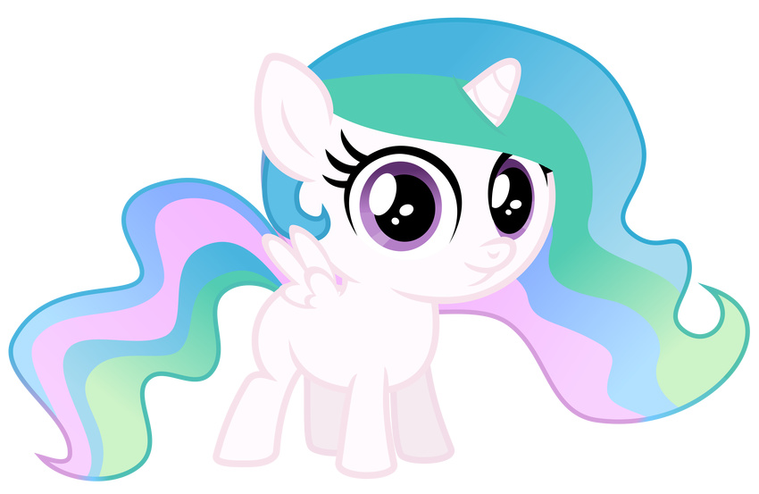 absurd_res alpha_channel cute equine female friendship_is_magic fur hair hi_res horn horse long_hair magister39 mammal multi-colored_hair my_little_pony plain_background pony princess_celestia_(mlp) purple_eyes smile solo transparent_background white_fur winged_unicorn wings young