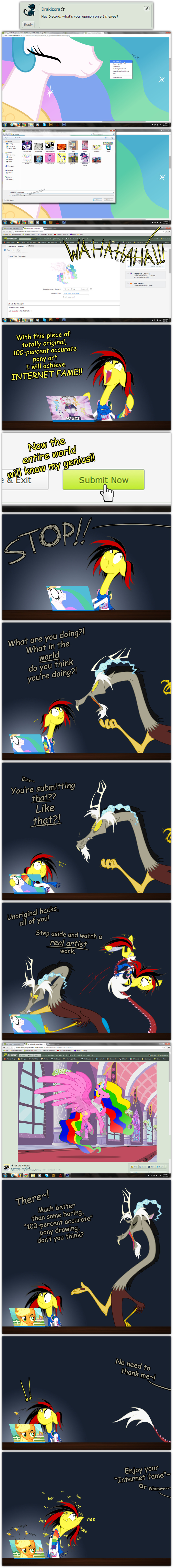 2014 antler antlers applejack_(mlp) black_hair changeling clothing comic computer crown derp_eyes derpy_hooves_(mlp) deviantart dialog discord_(mlp) draconequus english_text equine eyes_closed female firefox flying friendship_is_magic gold google_chrome green_eyes grievousfan hair headphones horn horse laptop male mammal multi-colored_hair my_little_pony necklace original_character pony princess_celestia_(mlp) purple_eyes purple_hair queen_chrysalis_(mlp) rainbow_dash_(mlp) rainbow_hair raised_eyebrow recolor red_eyes red_hair scarf silver skype sparkles star text twilight_sparkle_(mlp) two_tone_hair yellow_eyes