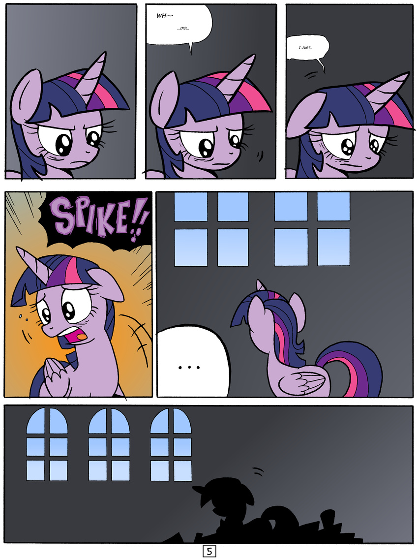 absurd_res comic equine female friendship_is_magic fur hair hi_res horn horse looking mammal my_little_pony pony princess purple_fur purple_hair redapropos royalty solo text twilight_sparkle_(mlp) window winged_unicorn wings