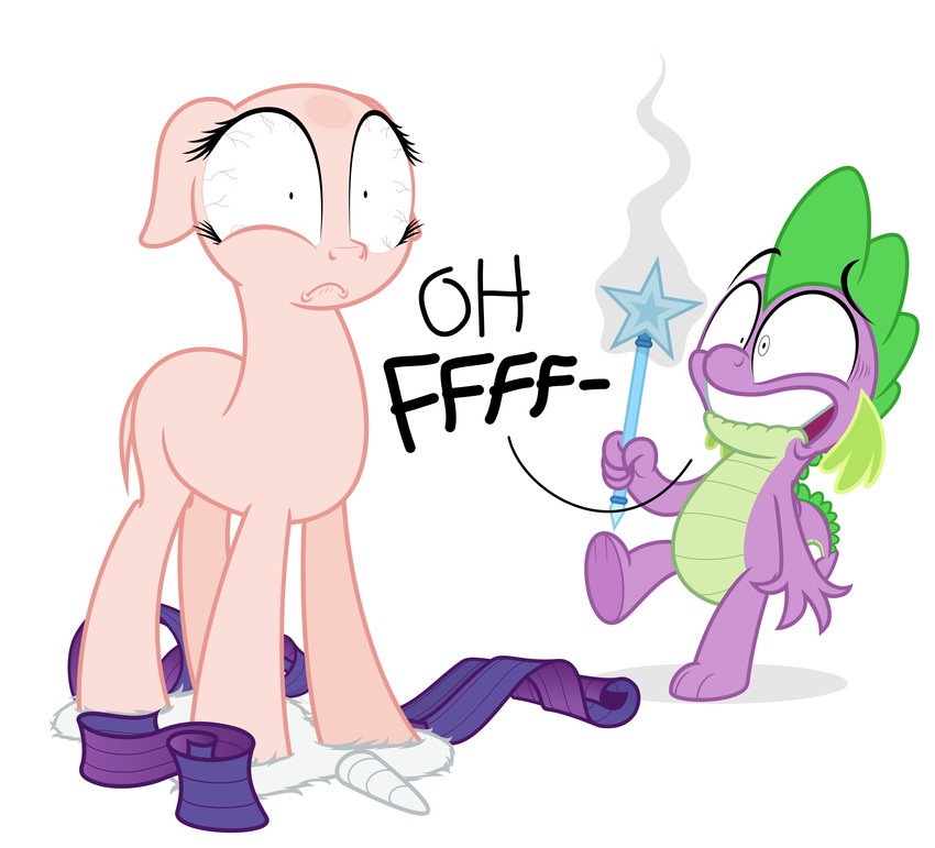 accident dragon equine female feral friendship_is_magic hi_res horn horse male mammal my_little_pony pony rarity_(mlp) shaved spike_(mlp) unicorn zutheskunk