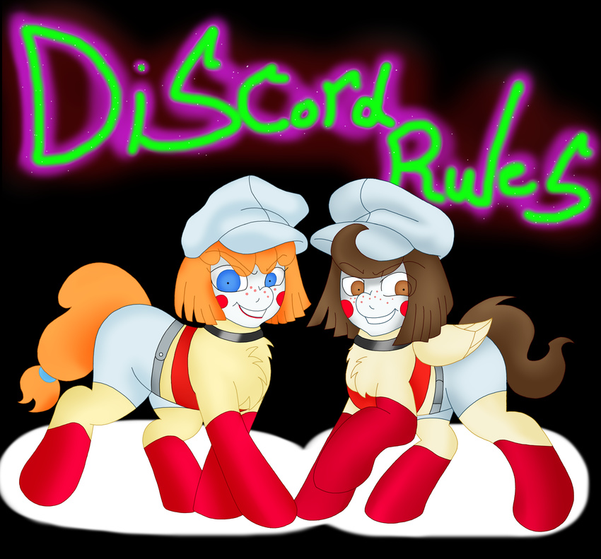 blackbewhite2k7 creepy crossdressing crossover dee_dee equine female friendship_is_magic hat horn makeup male mammal my_little_pony pegasus pound_cake_(mlp) pumpkin_cake_(mlp) sibling smile twins unicorn wings