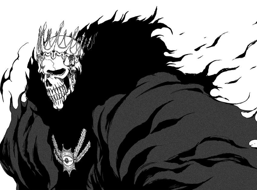 arrancar baraggan_louisenbairn bleach comic crown espada greyscale highres kubo_taito male_focus monochrome scan skull solo spoilers