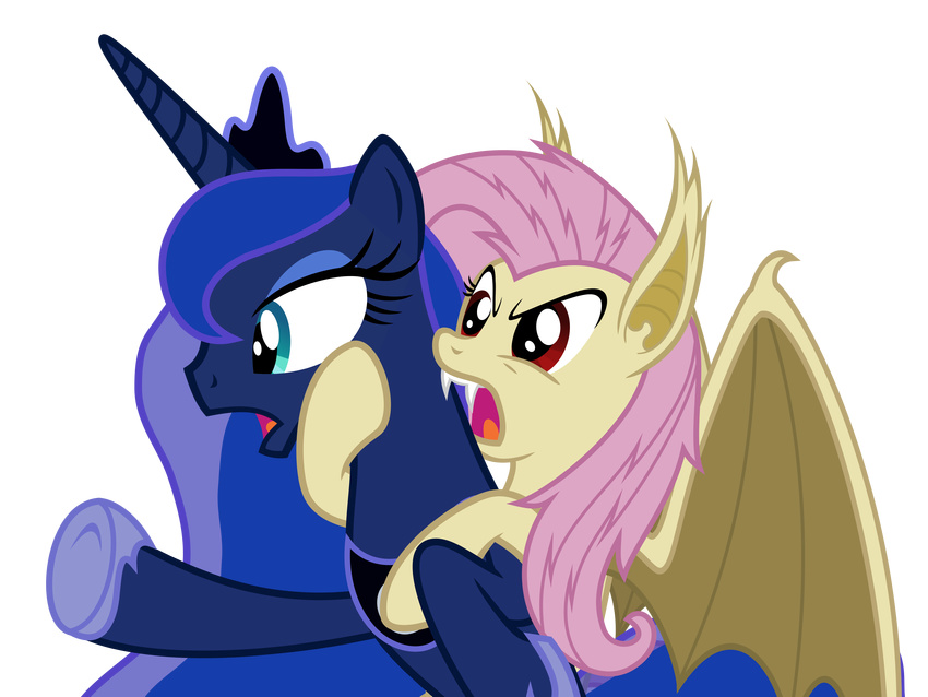 absurd_res alpha_channel bat_pony blue_fur blue_hair duo equine fangs female feral flutterbat_(mlp) fluttershy_(mlp) friendship_is_magic fur hair hi_res horn horse long_hair magister39 mammal my_little_pony open_mouth pegasus pink_hair pony princess_luna_(mlp) red_eyes teal_eyes winged_unicorn wings yellow_fur