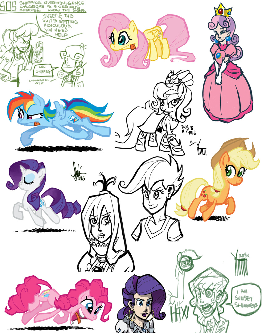 ant applejack_(mlp) arthropod blonde_hair blue_eyes button_mash_(mlp) cheerilee_(mlp) clothing cowboy_hat crown cutie_mark dialog dress earth_pony elbow_gloves english_text equestria_girls equine eyeshadow fangs female flower fluttershy_(mlp) freckles friendship_is_magic gloves gold green_eyes group hair hat horn horse human humanized insect lipstick long_neck makeup male mammal mario_bros multi-colored_hair my_little_pony nintendo open_mouth pegasus piercing pink_hair pinkie_pie_(mlp) plain_background pony princess princess_peach purple_eyes purple_hair queen_chrysalis_(mlp) rainbow_dash_(mlp) rainbow_hair rarity_(mlp) royalty sketch slit_pupils sunset_shimmer_(eg) sweetie_belle_(mlp) text theartrix tongue tongue_out unicorn video_games white_background wings