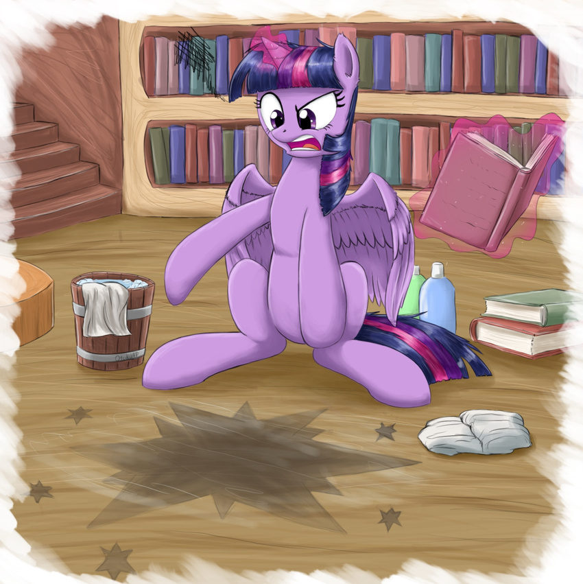 angry book equine female friendship_is_magic horn mammal my_little_pony stain twilight_sparkle_(mlp) winged_unicorn wings