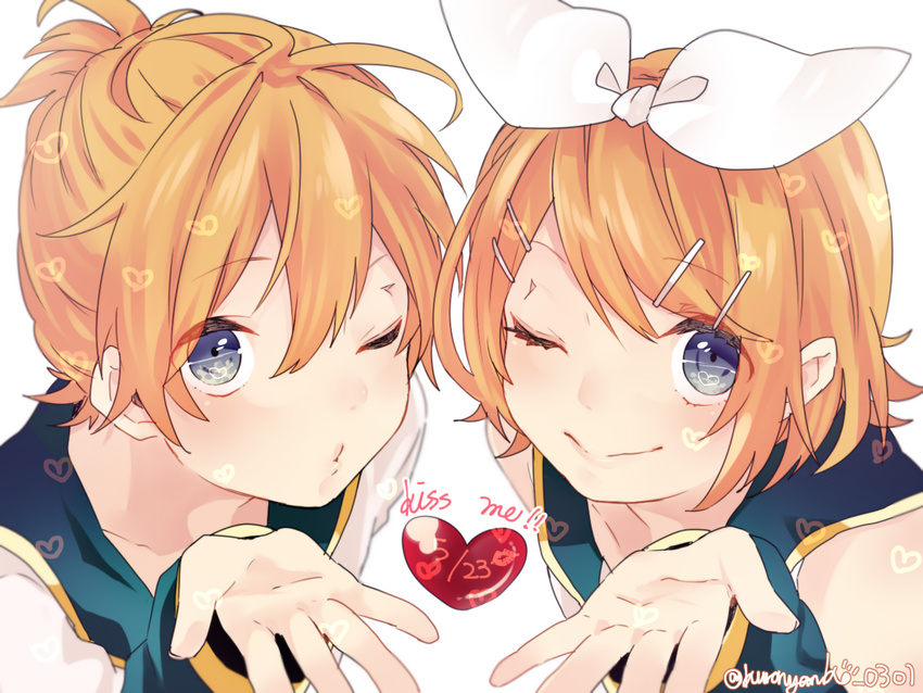 kagamine_len kagamine_rin kuronyanko vocaloid wink