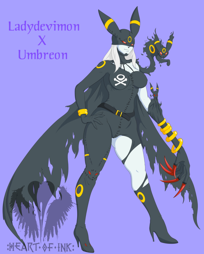 breasts clothed clothing digimon digimon_(species) eeveelution female heart0fink_(artist) ladydevimon nintendo pok&eacute;mon pok&eacute;mon_(species) umbreon video_games