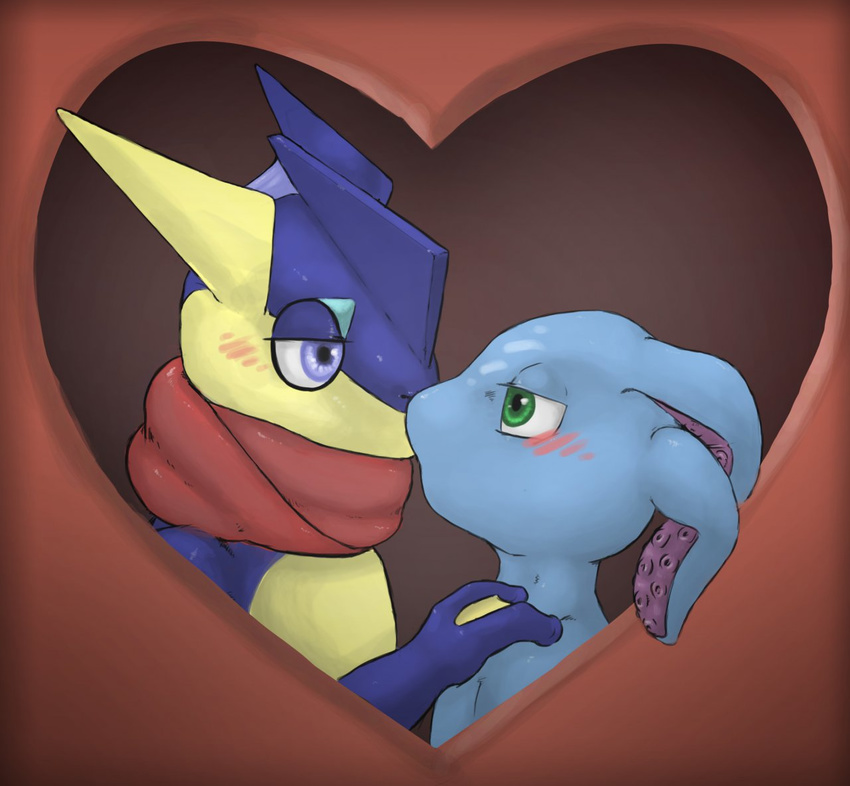 &lt;3 ambiguous_gender amphibian fish fizz frog gay greninja kissing league_of_legends male marine valon