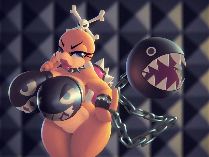 ambiguous_gender big_lips breasts chain_chomp collar female koopalings lips lipstick looking_at_viewer mario_bros nintendo nitro sif spiked_collar thick_thighs video_games wendy_o_koopa wide_hips