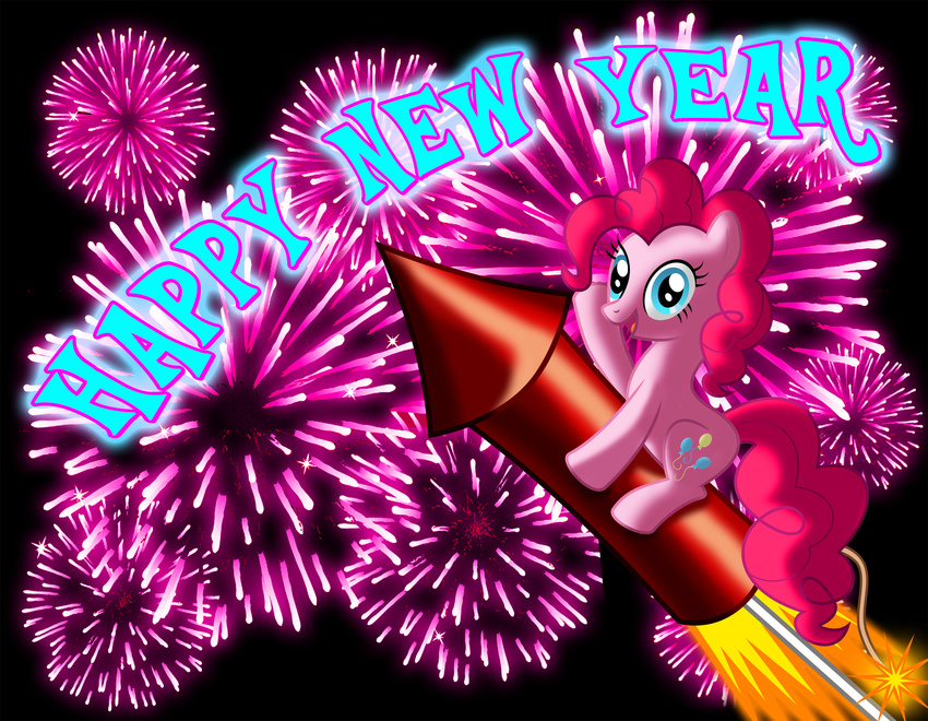 equine female feral fireworks friendship_is_magic hi_res horse looking_at_viewer mammal my_little_pony pinkie_pie_(mlp) pony smile solo zantyarz