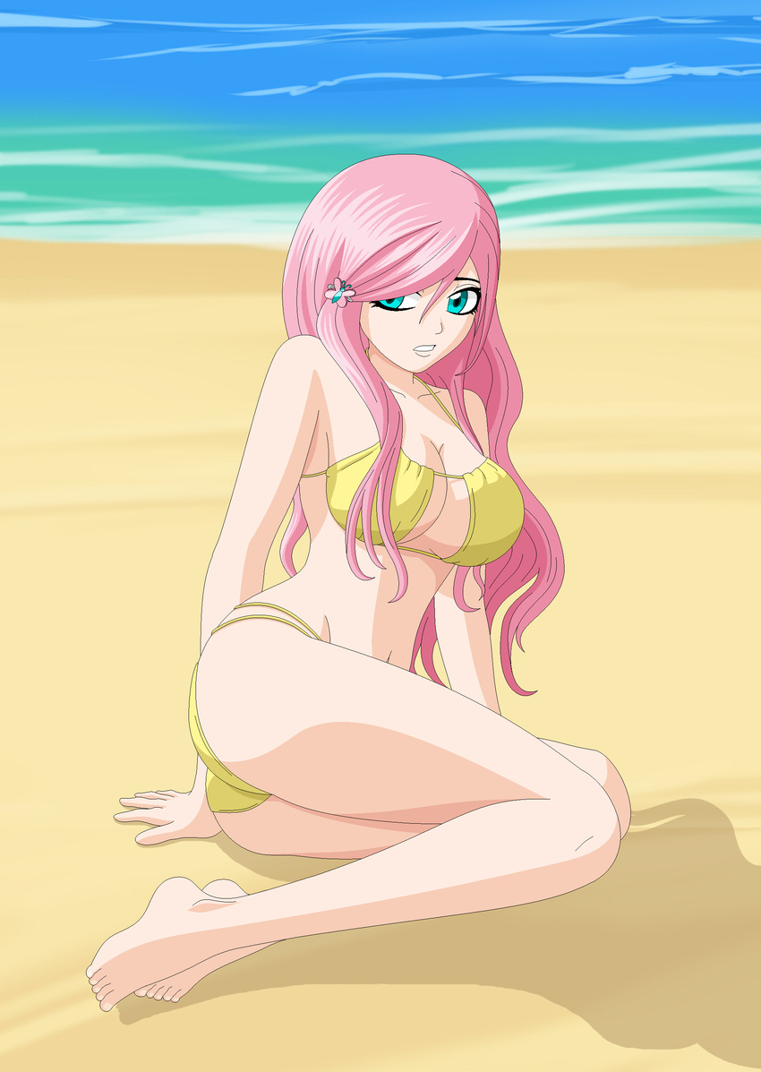 bikini breasts cleavage clothed clothing female fluttershy_(mlp) friendship_is_magic human humanized mammal my_little_pony skimpy solo swimsuit zantyarz