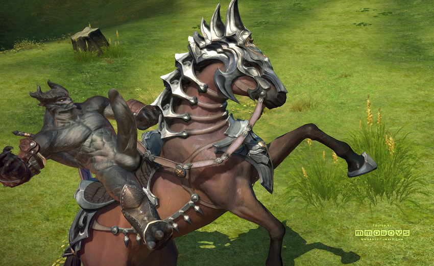 3d abs aman ambiguous_gender anthro balls biceps claws equine erection feral hi_res hooves horse male mammal manly mmoboys_(artist) monster muscles on_top outside pecs penis raised_leg sharp_claws sitting tera_online toe_claws vein veiny_penis video_games