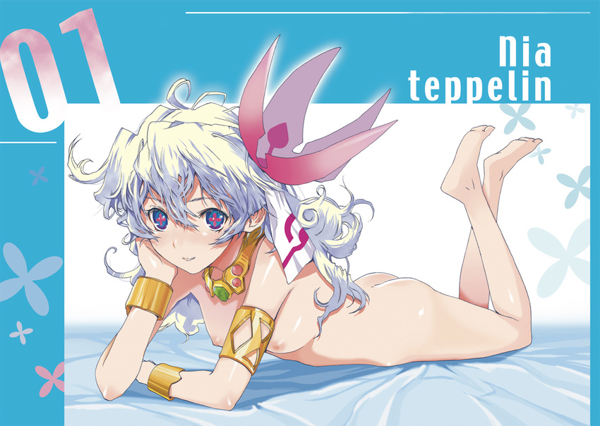 blue_eyes fuyuno_haruaki nia_teppelin nipples nude tengen_toppa_gurren_lagann topless