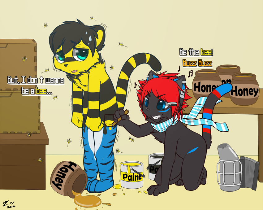 bee chibi feline insect invalid_color male mammal paint reizo tiger yuniwolfsky