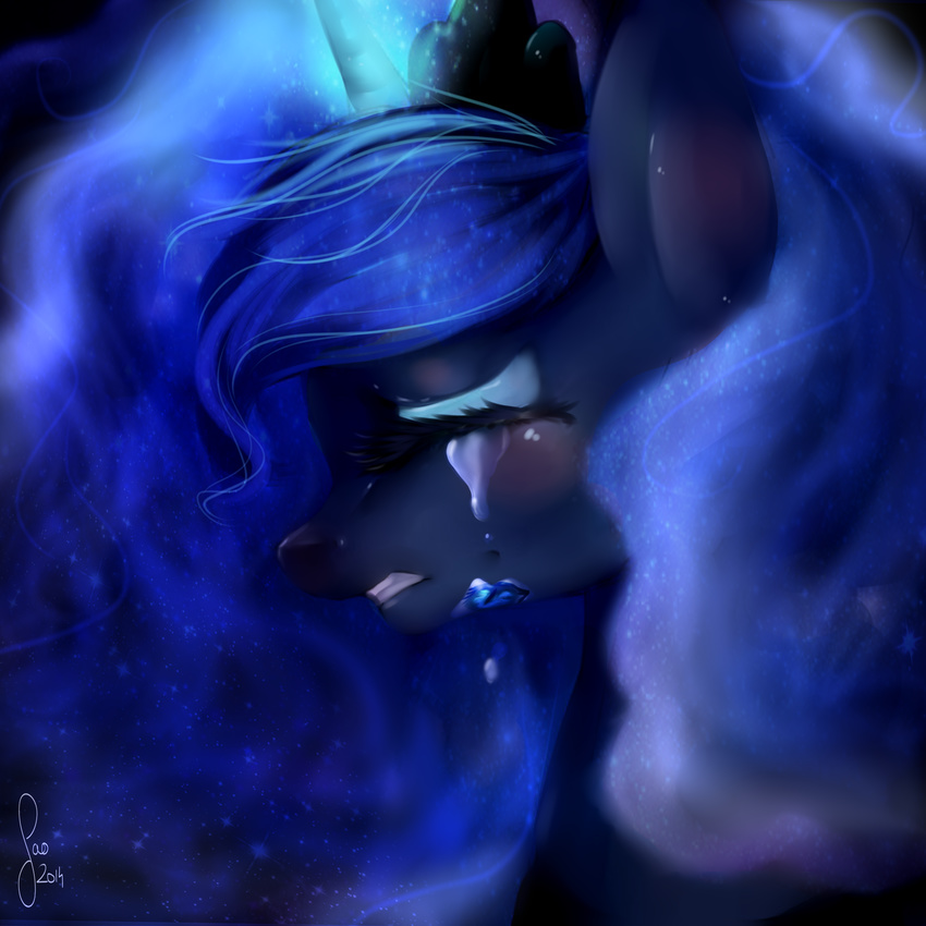 blue_hair crying equine eyes_closed female feral friendship_is_magic hair horn long_hair mammal my_little_pony princess_luna_(mlp) saoiirse solo tears unicorn