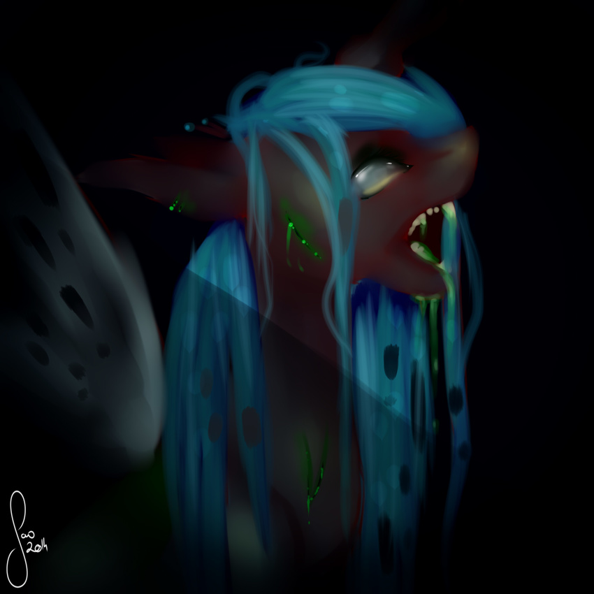 blood changeling drooling female feral friendship_is_magic my_little_pony queen_chrysalis_(mlp) saliva saoiirse solo