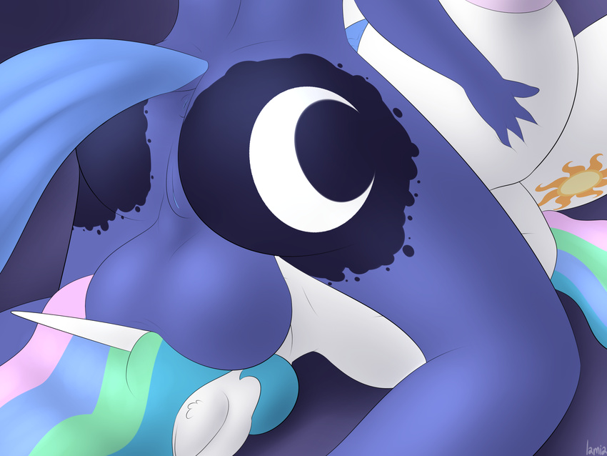 anthro anthrofied anus balls big_breasts blue_fur breasts butt domination duo equine facesitting female friendship_is_magic fur herm herm_on_female horse huge_balls huge_breasts incest intersex lamiaaaa mammal my_little_pony nipples penis pony princess_celestia_(mlp) princess_luna_(mlp) pussy reverse_titfuck sibling sisters tea_bagging titfuck white_fur