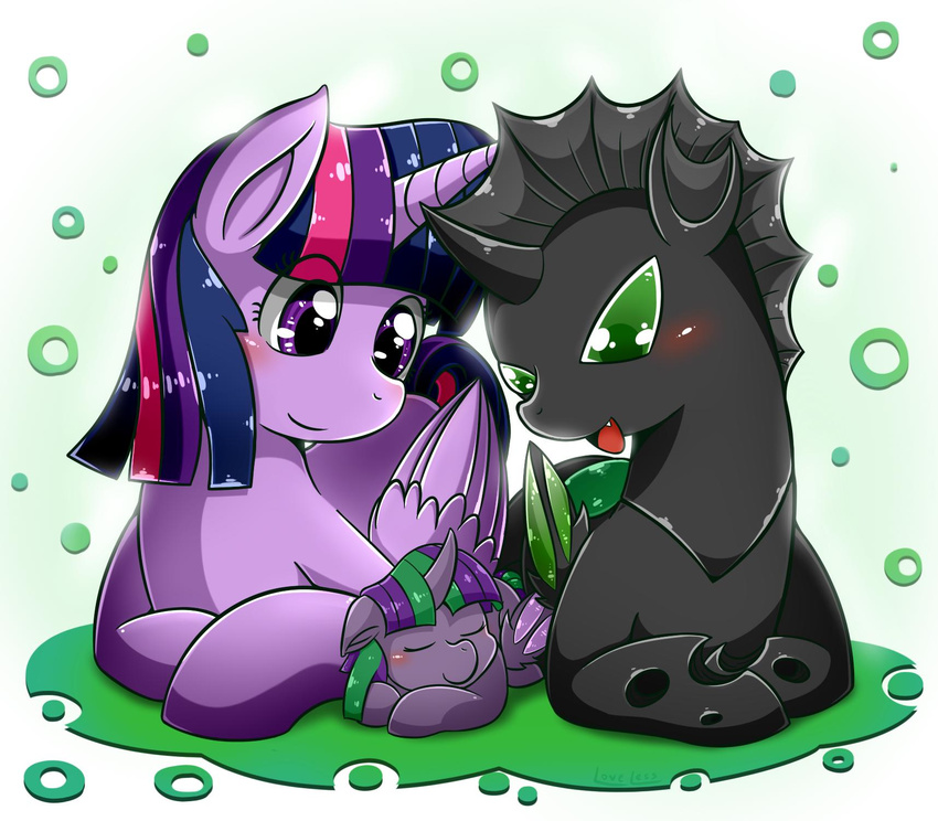 changeling equine eyes_closed female feral friendship_is_magic fur green_eyes group hair horn mammal my_little_pony purple_eyes purple_fur purple_hair smile twilight_sparkle_(mlp) vavacung winged_unicorn wings