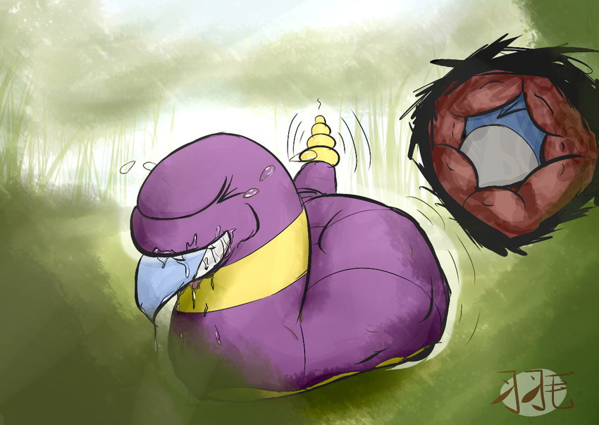 dratini dripping drooling duo eating ekans eyes_closed feathers_(artist) forest grass nintendo outside pok&#233;mon pok&eacute;mon rattlesnake reptile saliva scalie shivering snake tears tree video_games vore