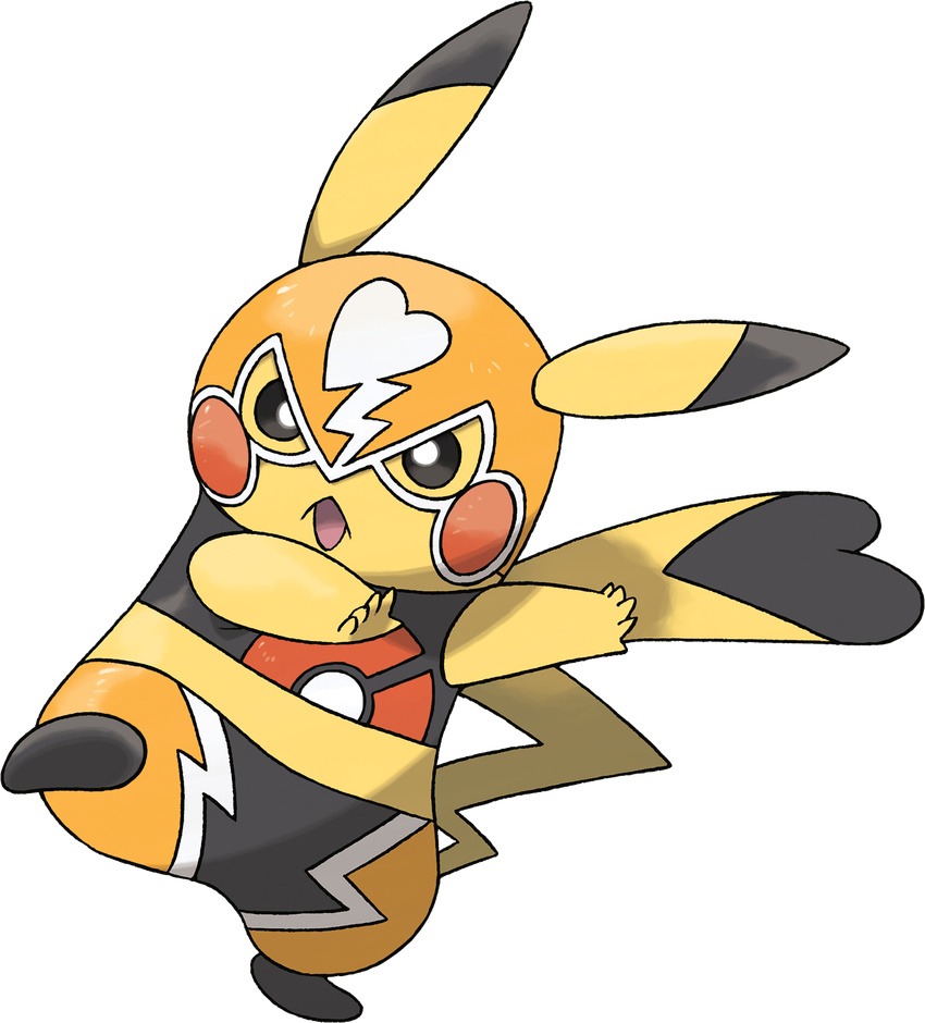 cosplay cosplay_pikachu full_body gen_1_pokemon highres luchador no_humans oomura_yuusuke pikachu pokemon pokemon_(creature) transparent_background