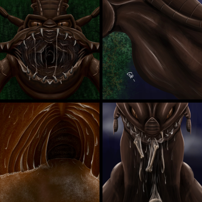 alien anthro arthropod blattodea bodily_fluids bone cockroach edgar_the_bug first_person_view hi_res insect internal male men_in_black mouth_shot open_mouth rdmage solo stomach_acid vore