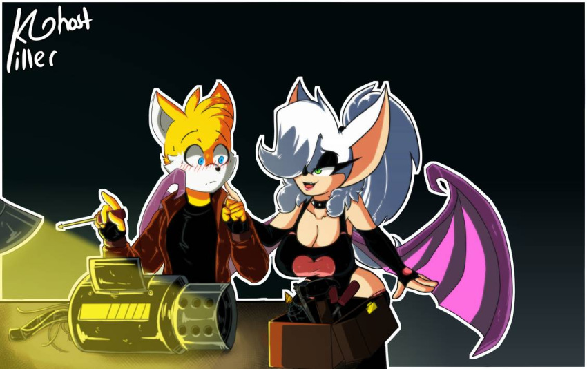 age_difference aged_up anthro bat bat_wings big_breasts big_ears breasts canid canine duo female fox killerghost male male/female mammal membrane_(anatomy) membranous_wings miles_prower older_female rouge_the_bat sega sonic_the_hedgehog_(series) wings younger_male
