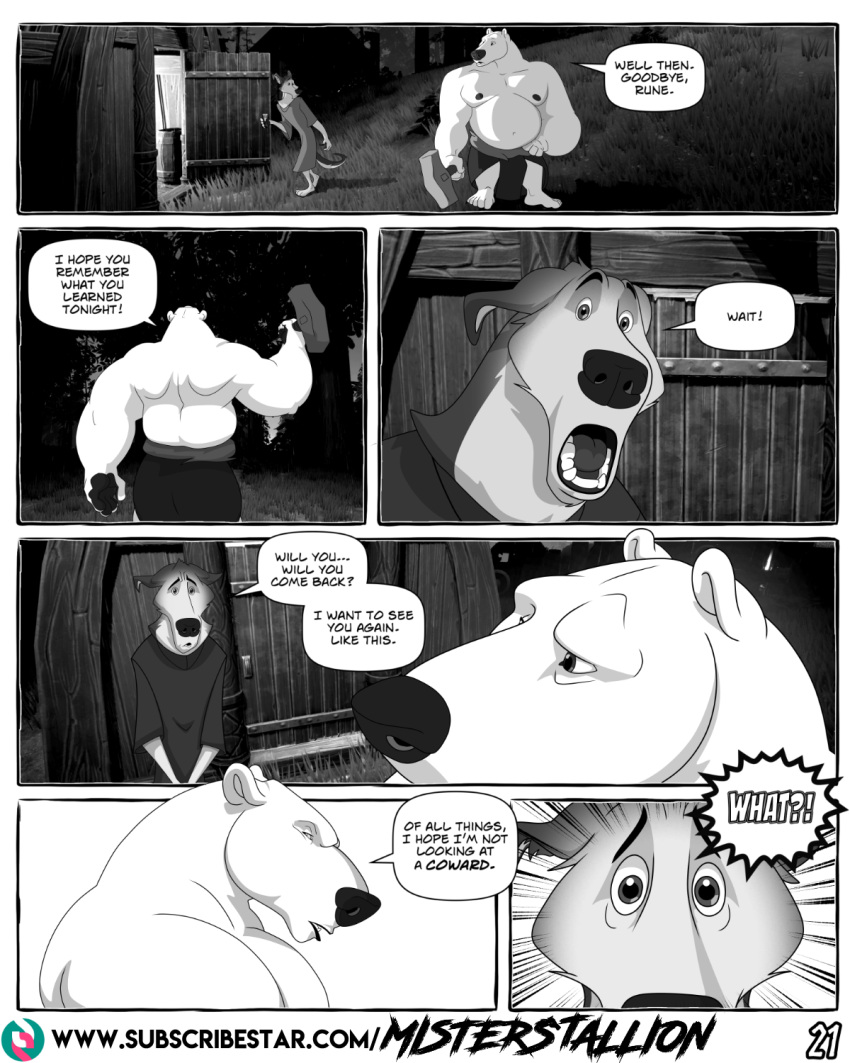 bear canid canine canis comic hi_res male male/male mammal misterstallion polar_bear romantic ursine wolf