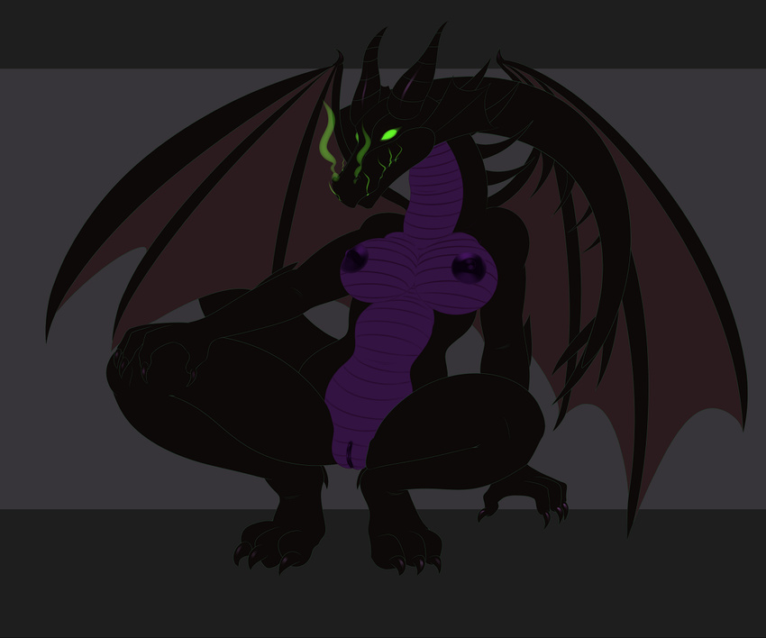 anthro anthrofied breasts dragon female horn maleficent nipples pussy solo wings wwaxyy