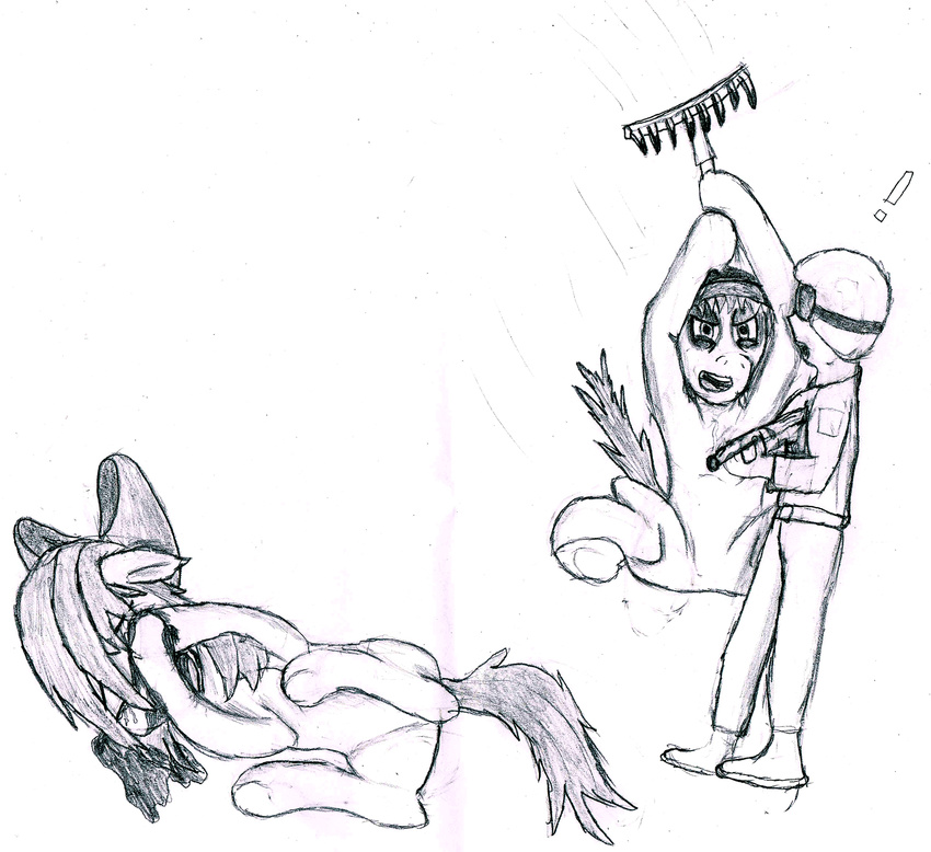 cub derpsickle equine female friendship_is_magic future gore gun horse human male mammal my_little_pony oc:derpsickle original_character rake ranged_weapon scared weapon young