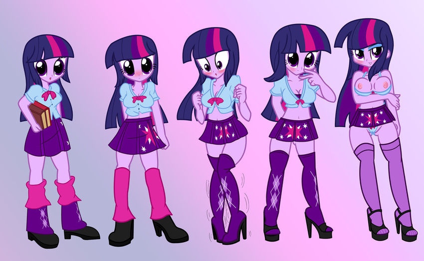 book clothing equestria_girls hair human mammal multicolour_hair my_little_pony purple_hair purple_skin pyruvate transformation twilight_sparkle_(eg)