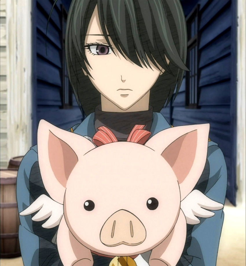 animal animal_hug bangs hans_(senjou_no_valkyria) highres marina_wulfstan pig screencap senjou_no_valkyria senjou_no_valkyria_1 stitched third-party_edit