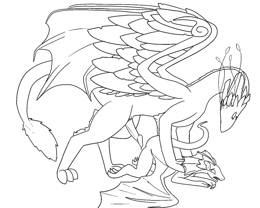 2014 aliasing dragon duo erection fae female feral feral_on_feral flight_rising forced horn lying male monochrome open_mouth penis plain_background rape scalie scared size_difference skydancer straight trout_(artist) wings