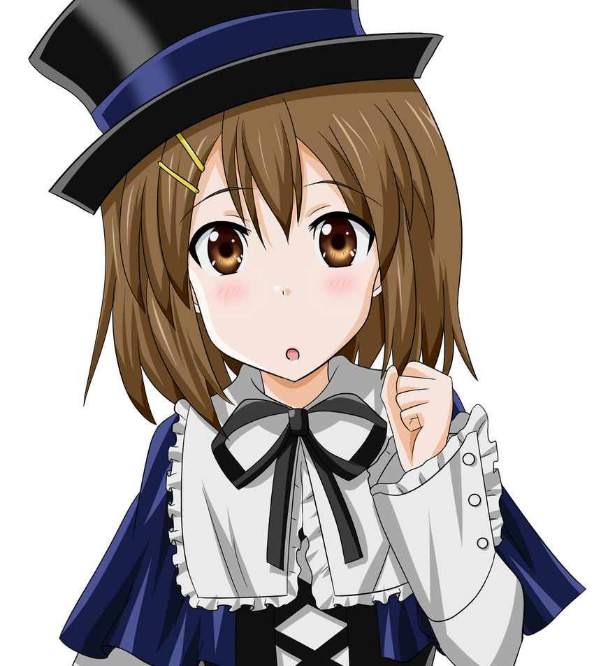 brown_eyes brown_hair cosplay hat highres hirasawa_yui k-on! rozen_maiden short_hair solo souseiseki souseiseki_(cosplay) takumi_(rozen_garten) top_hat