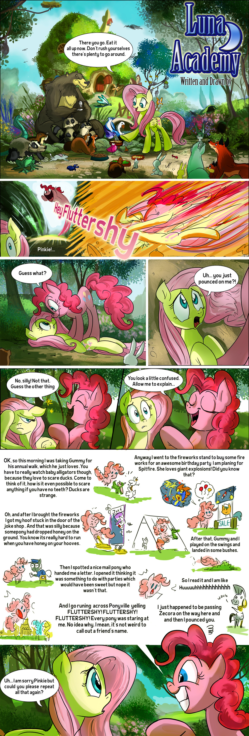2014 alligator amphibian arthropod bear beetle blue_eyes butterfly canine comic cutie_mark dialog dragonfly english_text equine female fluttershy_(mlp) flying fox friendship_is_magic frog gold gummy_(mlp) hair horse insect jowybean lagomorph mammal mouse my_little_pony neck_rings pegasus piercing pink_hair pinkie_pie_(mlp) pony rabbit raccoon reptile rodent scalie snake spitfire_(mlp) squirrel tea_cup text wings wonderbolts_(mlp) zebra zecora_(mlp)
