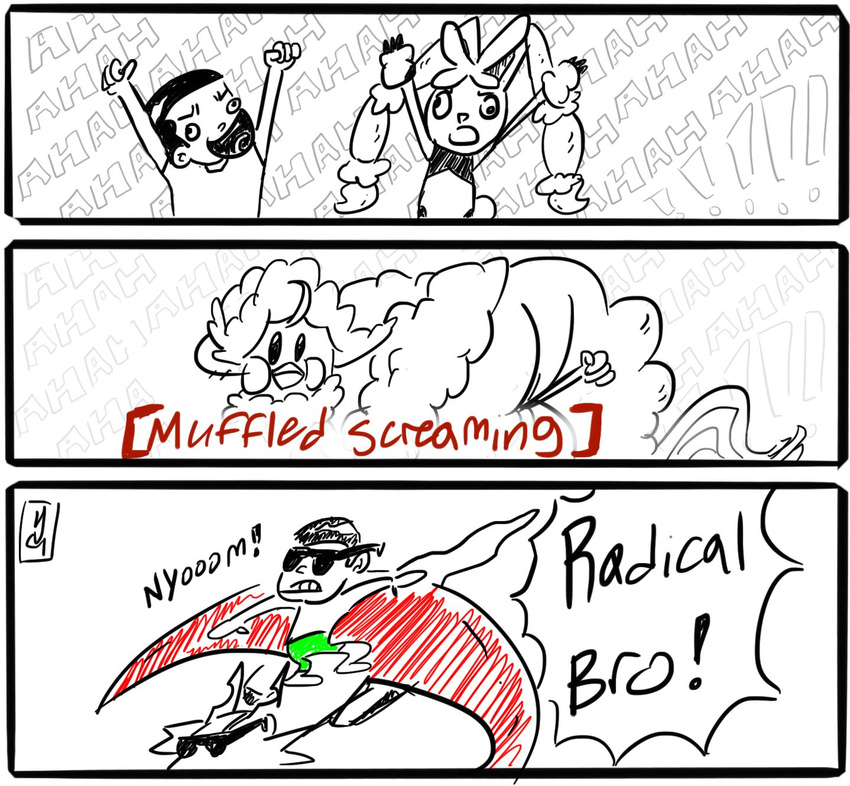 2014 ambiguous_gender anthro comic feral generation_6_pokemon hi_res lagomorph male mammal mega_altaria mega_evolution mega_lopunny mega_salamence nintendo pokemon pokemon_(species) text yugklabs