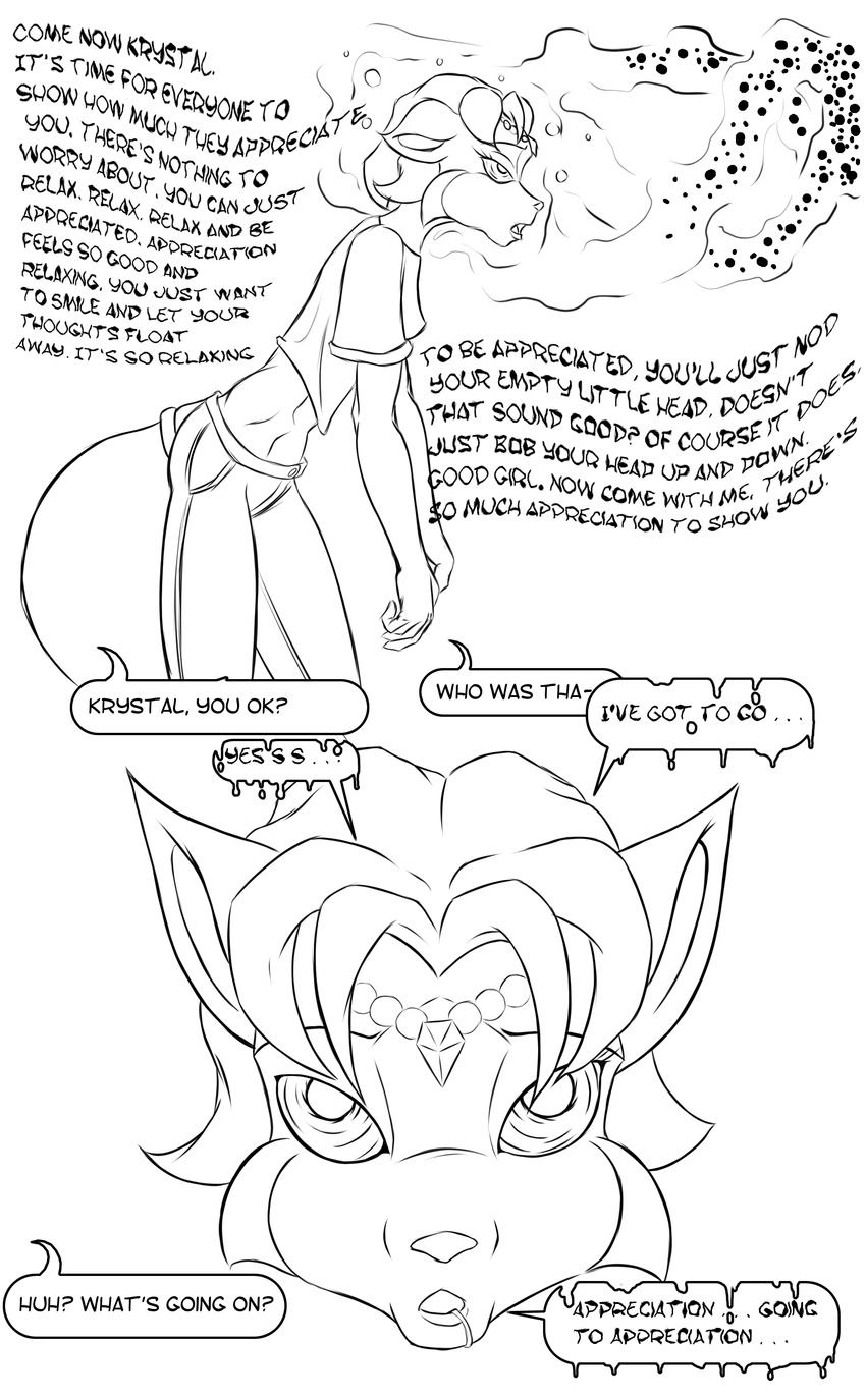 2014 anthro arashidrgn breasts canine clothed clothing comic dialog english_text female fox game games hair hypnosis krystal mammal mind_control nintendo open_mouth star_fox text video_games