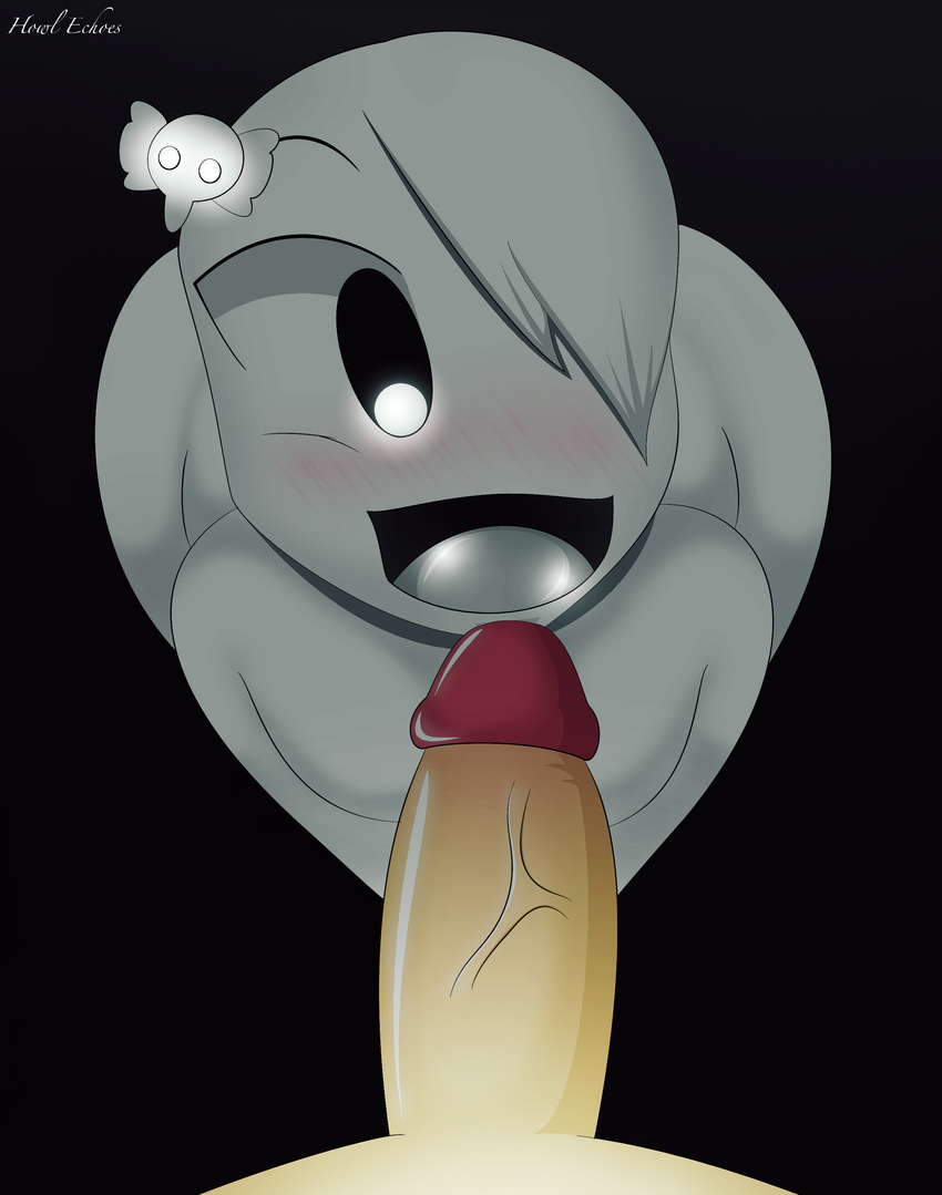bent_over carrie_krueger female ghost howl_echoes looking_down open_mouth penis plain_background smile solo_focus spirit the_amazing_world_of_gumball vein