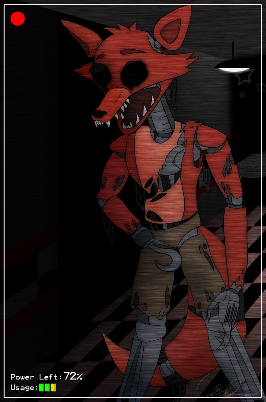 2014 animatronic canine clcoon creepy digital digitalart five_nights_at_freddy's fox foxy_(fnaf) hook indie machine mammal mechanical nightmare_fuel open_mouth robot solo teeth video_games