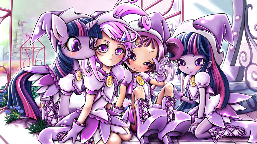 doki_doki highres human kenzaki_makoto my_little_pony ojamajo_doremi onpu_segawa pretty_cure segawa_onpu skyshek twilight_sparkle